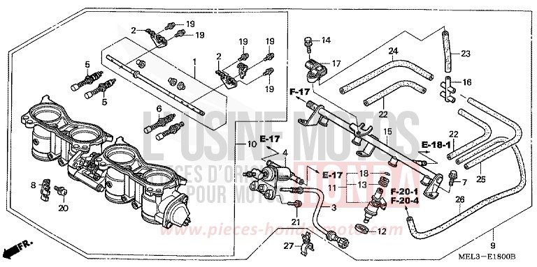 THROTTLE BODY for CBR1000RR Fireblade PEARL FADELESS WHITE (NH341KB) from 2004